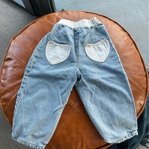 Super cute heart back pocket denim jeans from Japan size 90 / 2T retail $70